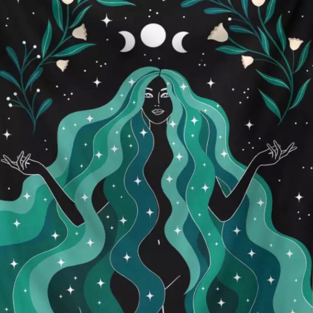 Green Goddess lunar cycle wall hanging 95x73cm - Picture 2 of 4